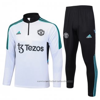 Chandal de Sudadera del Manchester United Nino 23/24 Blanco