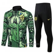 Chandal de Sudadera del Brasil Jesus Nino 24/25 Verde