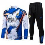 Chandal de Sudadera del Real Madrid 25/26 Azul Blanco