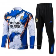 Chandal de Sudadera del Real Madrid 25/26 Azul Blanco