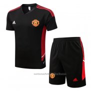 Chandal del Manchester United Manga Corta 22/23 Negro - Pantalon Corto