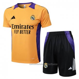 Chandal del Real Madrid Manga Corta 24/25 Amarillo - Pantalon Corto
