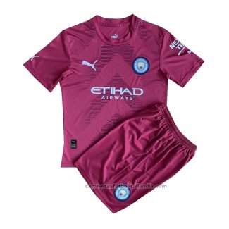 Camiseta Manchester City Portero Nino 22/23 Rojo