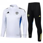 Chandal de Sudadera del Manchester United Nino 25/26 Blanco