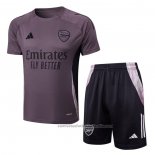 Chandal del Arsenal Manga Corta 24/25 Gris Purpura - Pantalon Corto