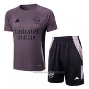 Chandal del Arsenal Manga Corta 24/25 Gris Purpura - Pantalon Corto