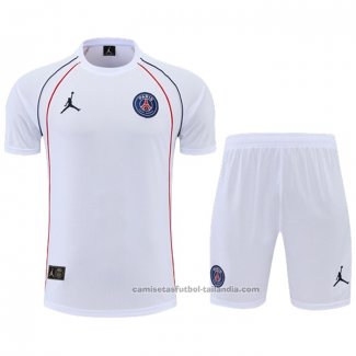 Chandal del Paris Saint-Germain Jordan Manga Corta 22/23 Blanco - Pantalon Corto