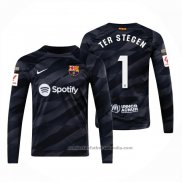 Camiseta Barcelona Jugador Ter Stegen Portero Manga Larga 23/24 Negro