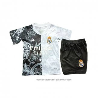 Camiseta Real Madrid Dragon Nino 25/26 Negro Blanco