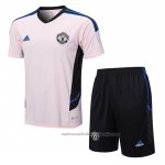 Chandal del Manchester United Manga Corta 22/23 Rosa - Pantalon Corto