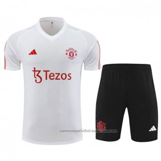 Chandal del Manchester United Manga Corta 23/24 Blanco - Pantalon Corto