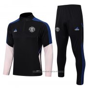 Chandal de Sudadera del Manchester United 22/23 Negro y Rosa