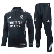 Chandal de Sudadera del Real Madrid Nino 25/26 Gris Oscuro