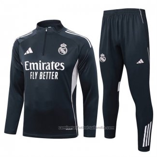 Chandal de Sudadera del Real Madrid Nino 25/26 Gris Oscuro