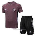 Chandal del Manchester United Manga Corta 25/26 Marron - Pantalon Corto