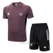 Chandal del Manchester United Manga Corta 25/26 Marron - Pantalon Corto