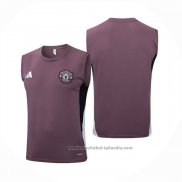 Camiseta de Entrenamiento Manchester United Sin Mangas 25/26 Rojo Purpura