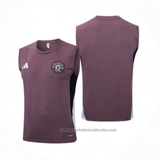 Camiseta de Entrenamiento Manchester United Sin Mangas 25/26 Rojo Purpura