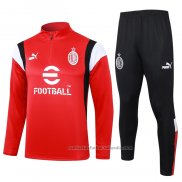 Chandal de Sudadera del AC Milan 23/24 Rojo y Blanco