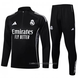 Chandal de Sudadera del Real Madrid Nino 25/26 Negro