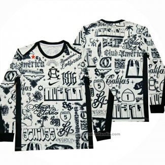 Camiseta Pre Partido del America Manga Larga 2024 Blanco