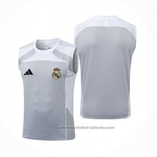 Camiseta de Entrenamiento Real Madrid Sin Mangas 25/26 Gris Blanco
