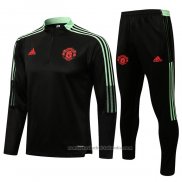 Chandal de Sudadera del Manchester United 21/22 Negro