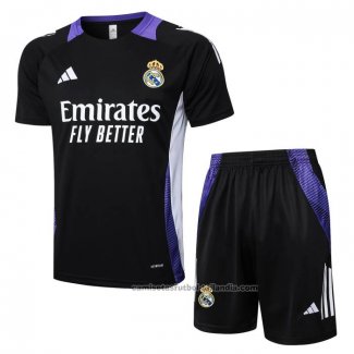 Chandal del Real Madrid Dragon Manga Corta 24/25 Negro y Purpura - Pantalon Corto
