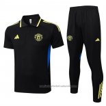 Conjunto Polo del Manchester United 25/26 Negro Amarillo