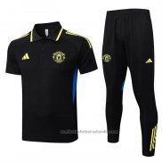 Conjunto Polo del Manchester United 25/26 Negro Amarillo