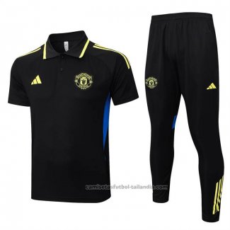 Conjunto Polo del Manchester United 25/26 Negro Amarillo