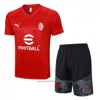 Chandal del AC Milan Manga Corta 23/24 Rojo - Pantalon Corto