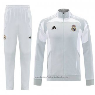 Chandal de Chaqueta del Real Madrid 25/26 Nino Gris Blanco