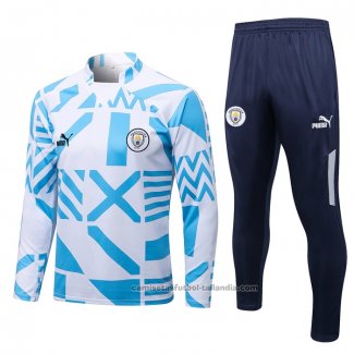 Chandal de Sudadera del Manchester City 22/23 Blanco y Azul