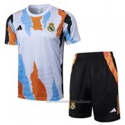 Chandal del Real Madrid Manga Corta 24/25 Blanco y Amarillo - Pantalon Corto