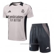 Chandal del Real Madrid Manga Corta 24/25 Rosa Claro - Pantalon Corto
