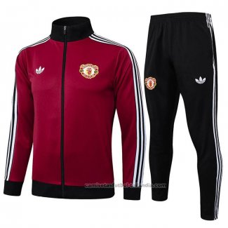 Chandal de Chaqueta del Manchester United Nino 24/25 Rojo Oscuro