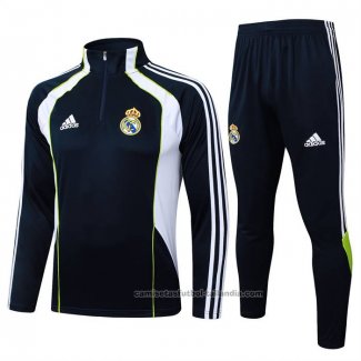 Chandal de Sudadera del Real Madrid Nino 25/26 Negro Blanco
