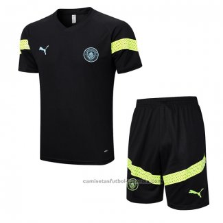 Chandal del Manchester City Manga Corta 22/23 Negro - Pantalon Corto