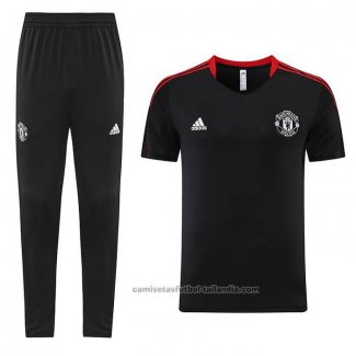 Chandal del Manchester United Manga Corta 23/24 Negro