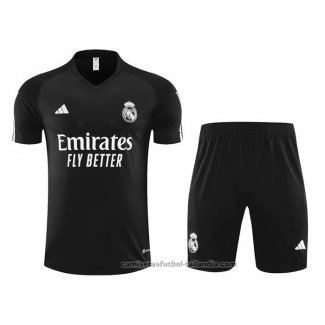 Chandal del Real Madrid Manga Corta 23/24 Negro - Pantalon Corto