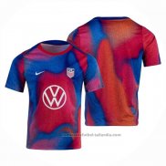 Camiseta Pre Partido del Estados Unidos 2024 Azul y Rojo