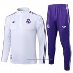 Chandal de Sudadera del Real Madrid Nino 25/26 Blanco Purpura