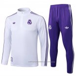 Chandal de Sudadera del Real Madrid Nino 25/26 Blanco Purpura