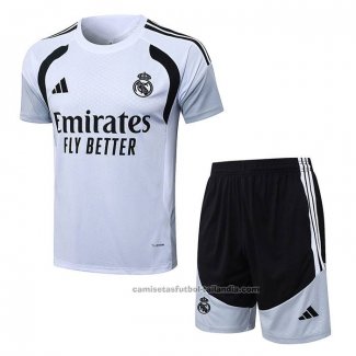 Chandal del Real Madrid Manga Corta 25/26 Blanco - Pantalon Corto