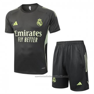 Chandal del Real Madrid Manga Corta 25/26 Gris Verde - Pantalon Corto