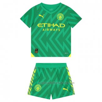 Camiseta Manchester City Portero Nino 23/24 Verde