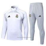 Chandal de Sudadera del Real Madrid Nino 25/26 Blanco Gris