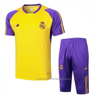 Chandal del Real Madrid Manga Corta 24/25 Amarillo - Pantalon Corto