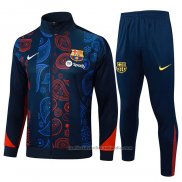 Chandal de Chaqueta del Barcelona Nino 24/25 Rojo y Azul